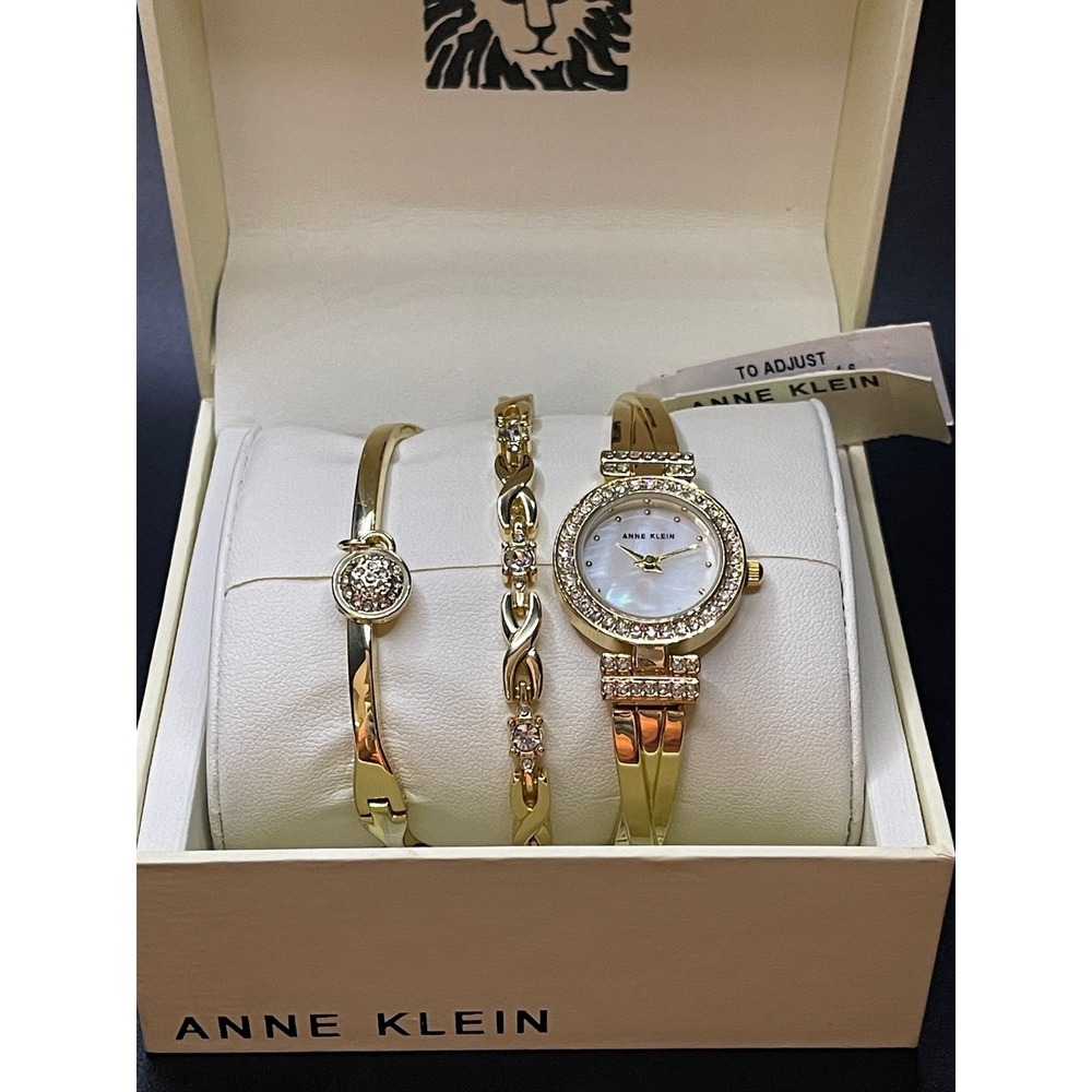 Anne Klein Women's Gold-Tone Premium Crystal Model AK/1868GBST Set